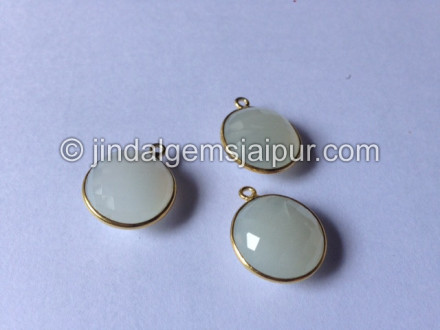 Gold Vermeil White Moonstone Coin Pendant